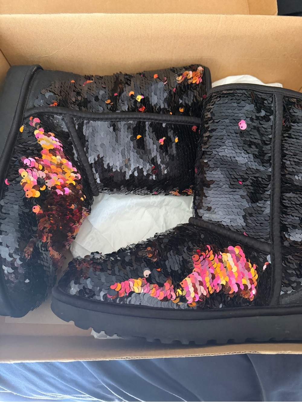 UGG Black Sequin Women’s Boot with Pink & Gold Accents
